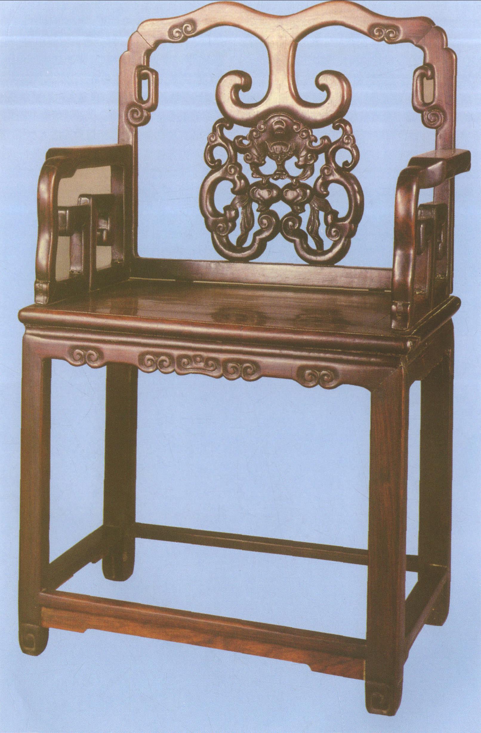 红木福寿纹扶手椅