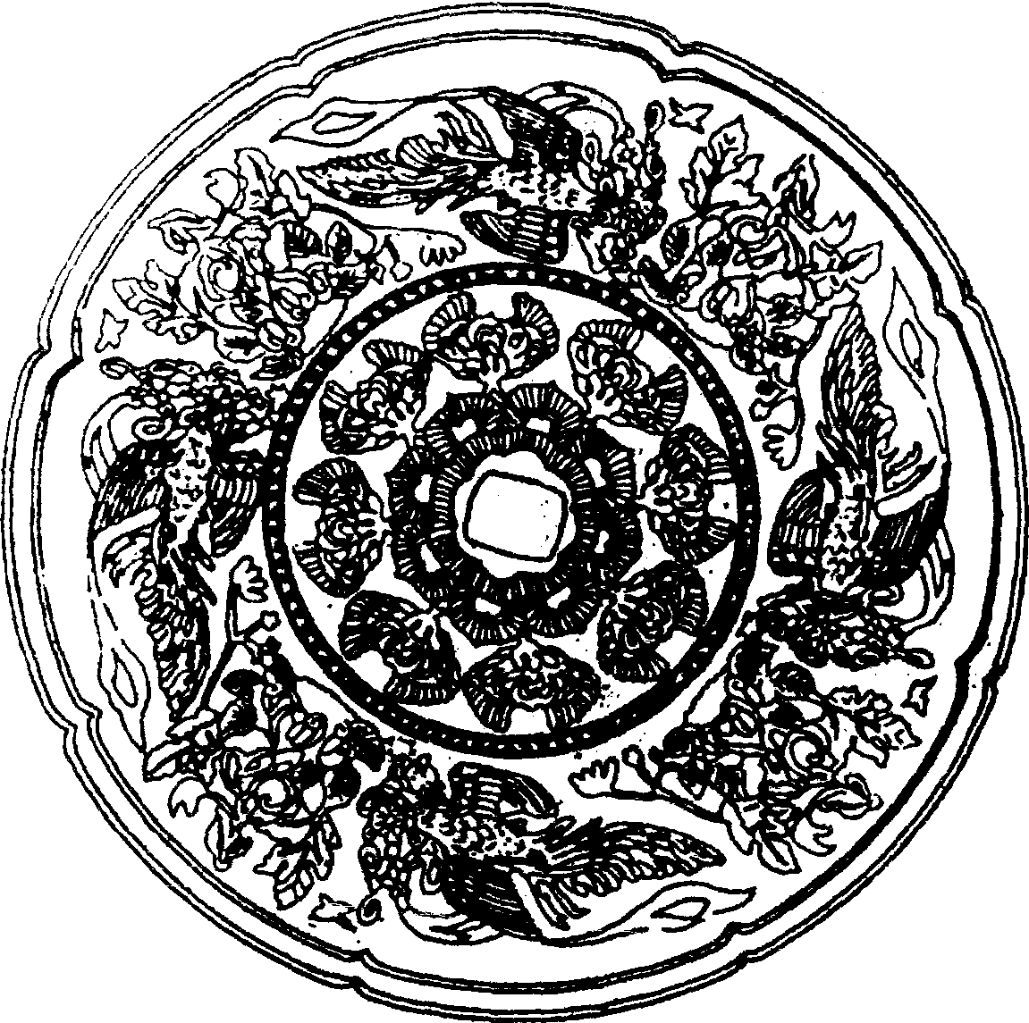 金银平脱鸾凤花鸟镜