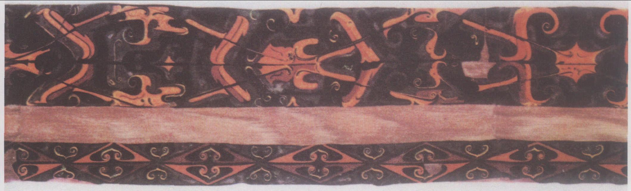 1 河南信阳战国·楚墓出土的瑟首彩漆绘饰的花边纹样