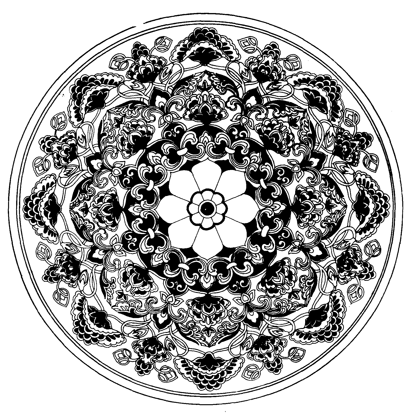 图30—31 唐代敦煌澡井中心宝相莲花图案