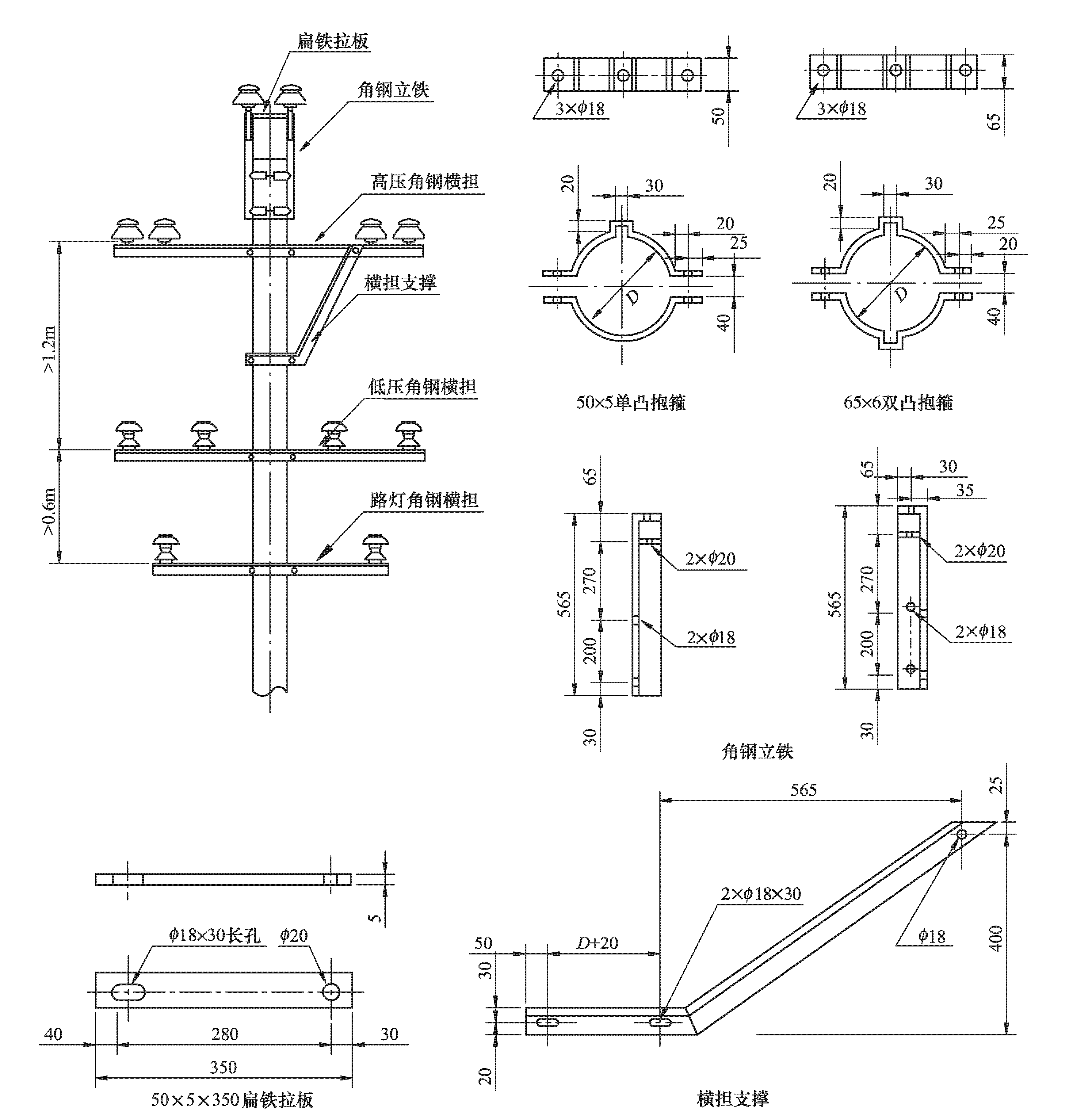 1.1　電桿與橫擔(dān)