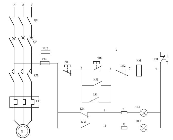 一、最簡單的行程開關(guān)控制電路