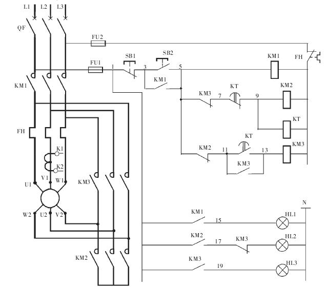 二、電動機(jī)星—三角啟動全自動控制電路