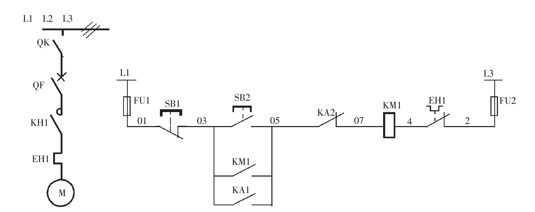 三、一個浮標(biāo)控制兩臺冷凝結(jié)水泵的控制電路