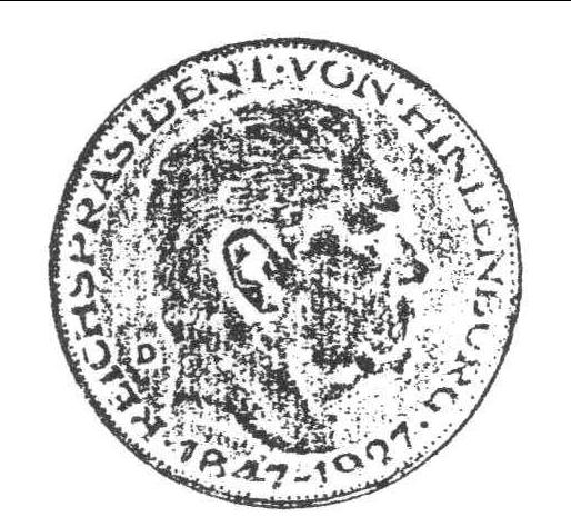 1952 德國馮興登堡爲戈茨所作伍馬克紀念銀幣