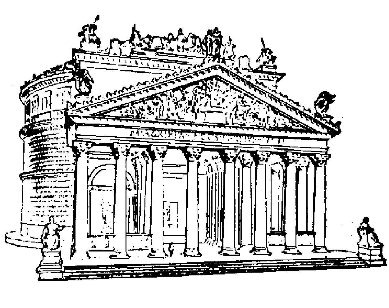 古罗马万神庙手绘图片