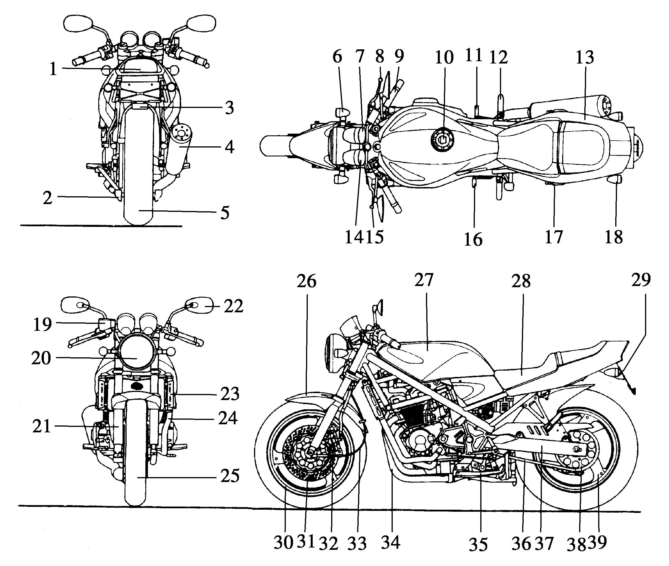 二、 摩托车各部件名称(图1-1)