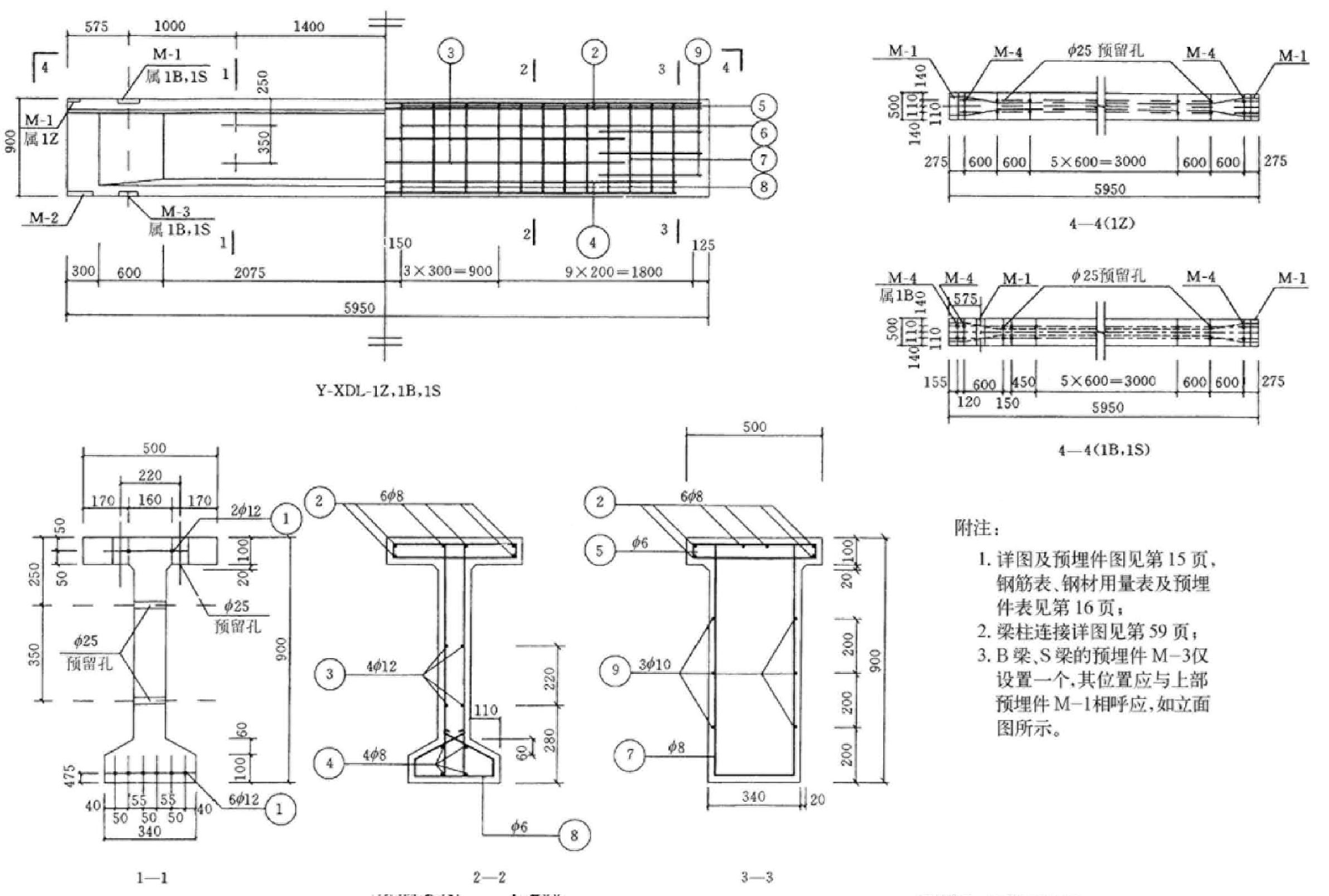 二、 梁、柱等构件布置图与详图