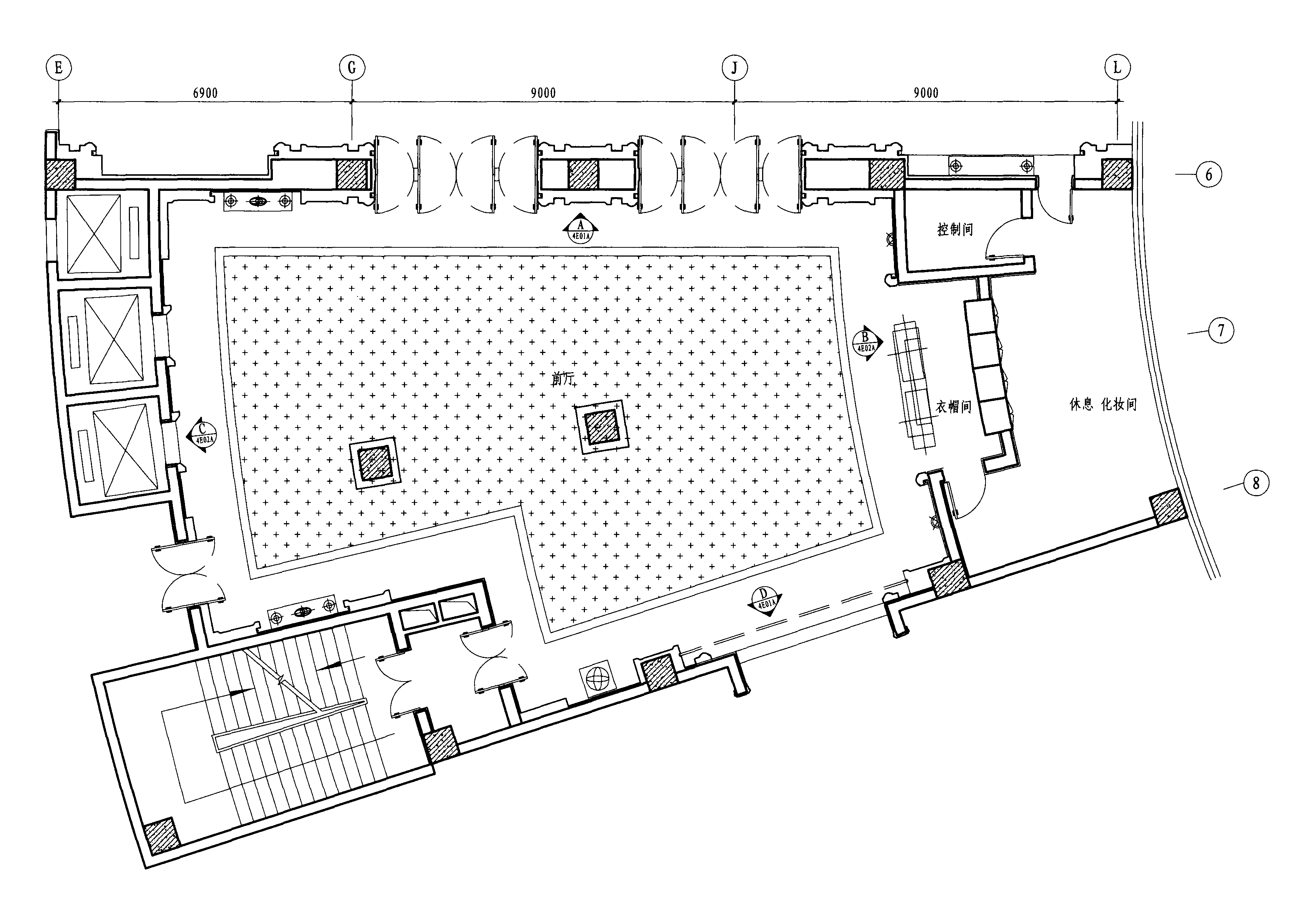 四层前厅平面布置图 1:100