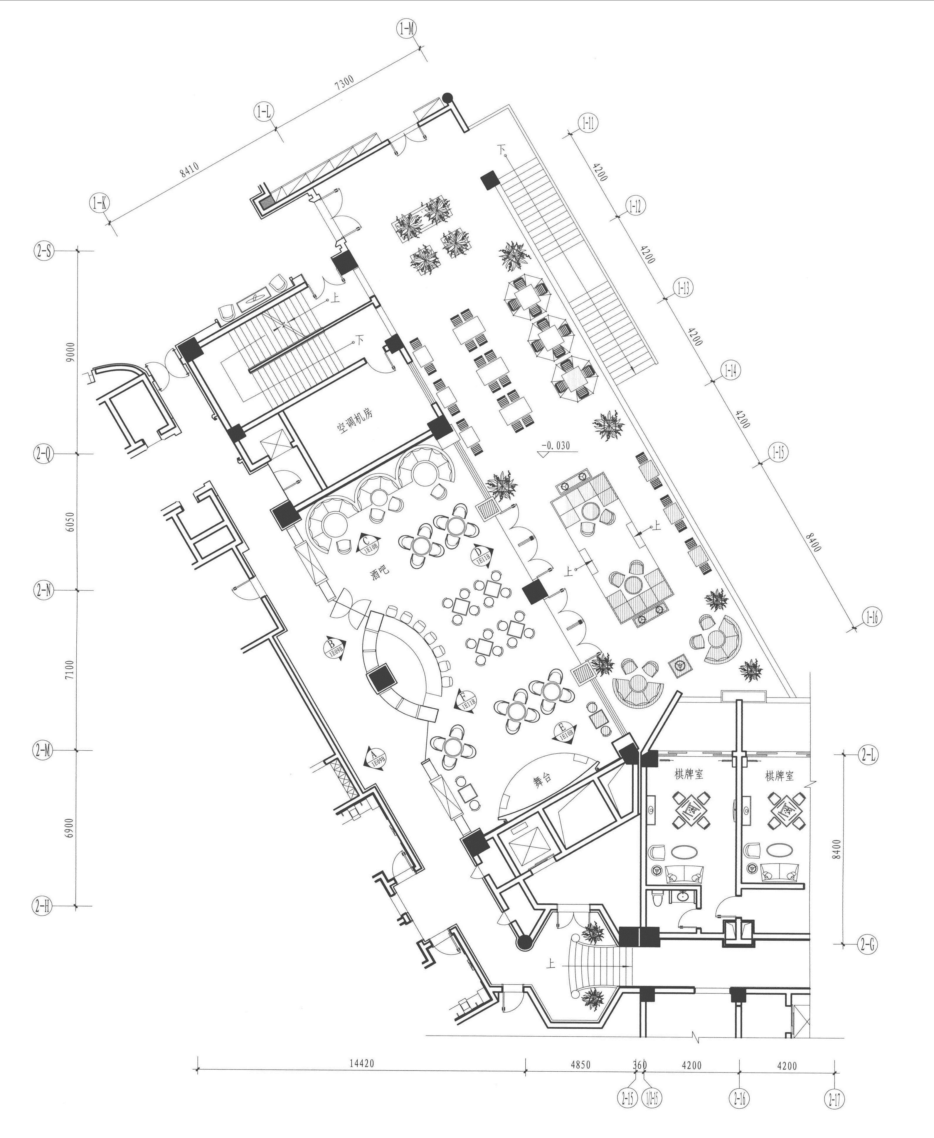 一层酒吧平面布置图 1:150