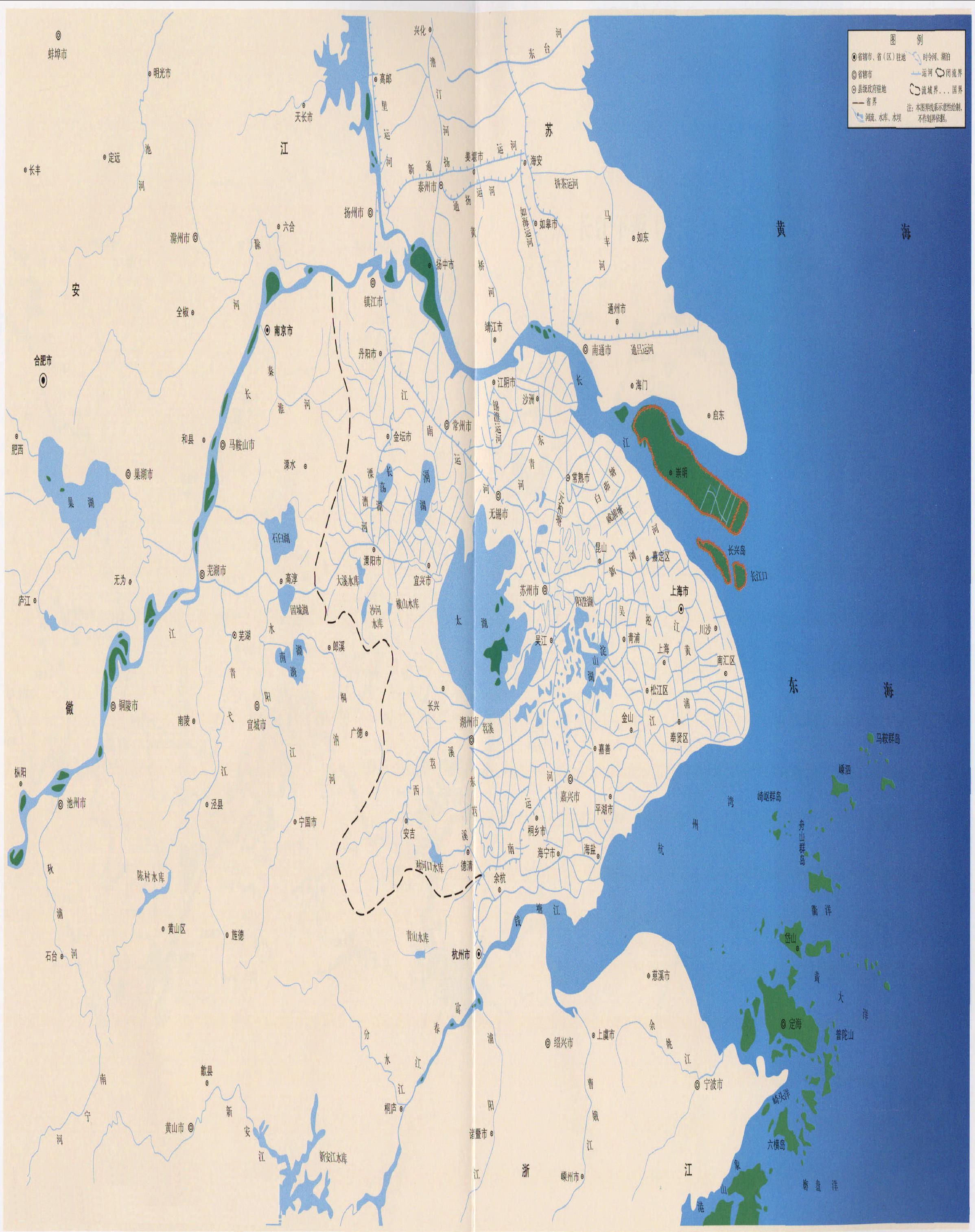长江下游太湖流域水系示意图