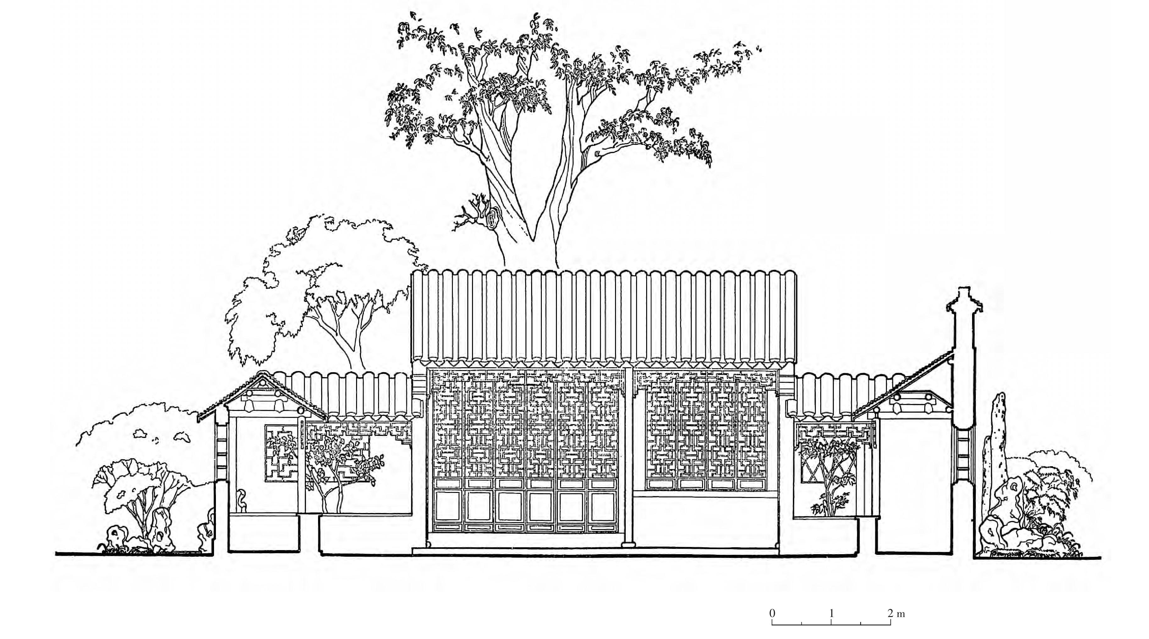 拙政园海棠春坞北视剖面