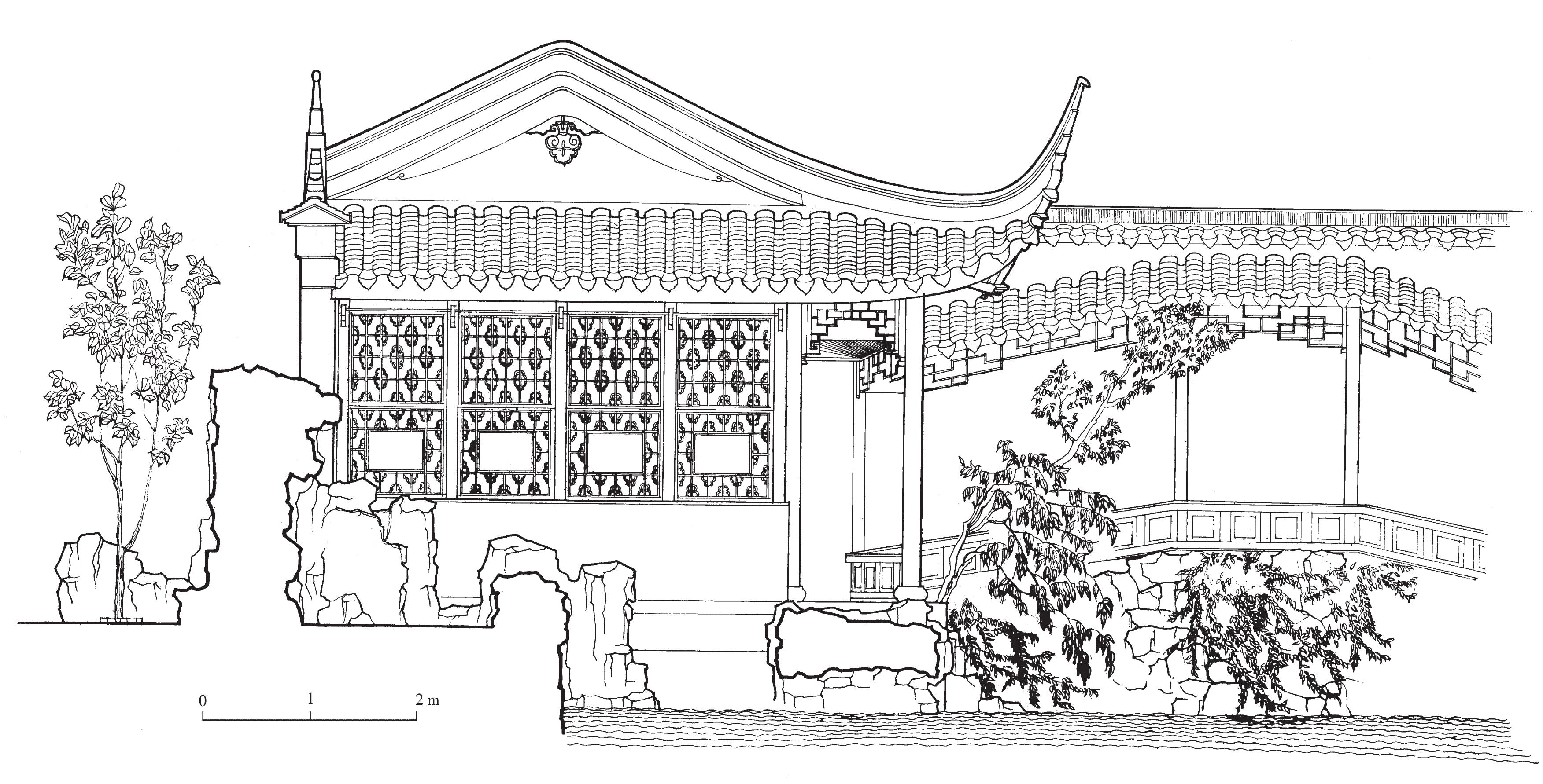 苏州网师园濯缨水阁东立面图