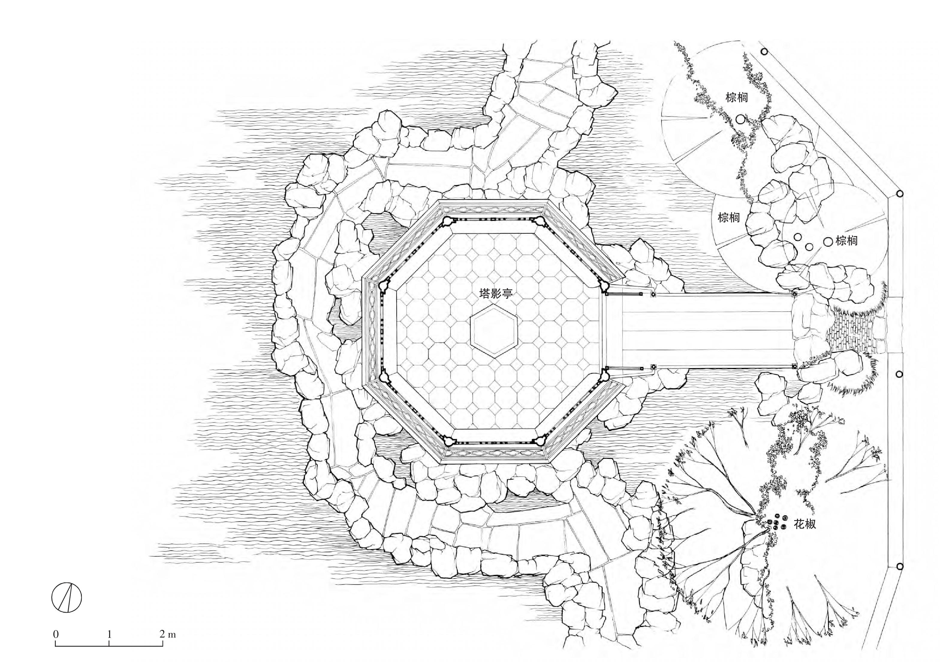 苏州拙政园塔影亭平面图