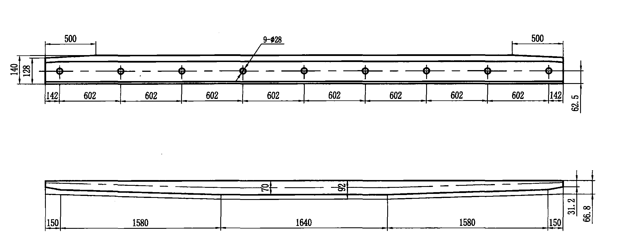 50kg/m钢轨12号辙叉及护轨侧向护轨