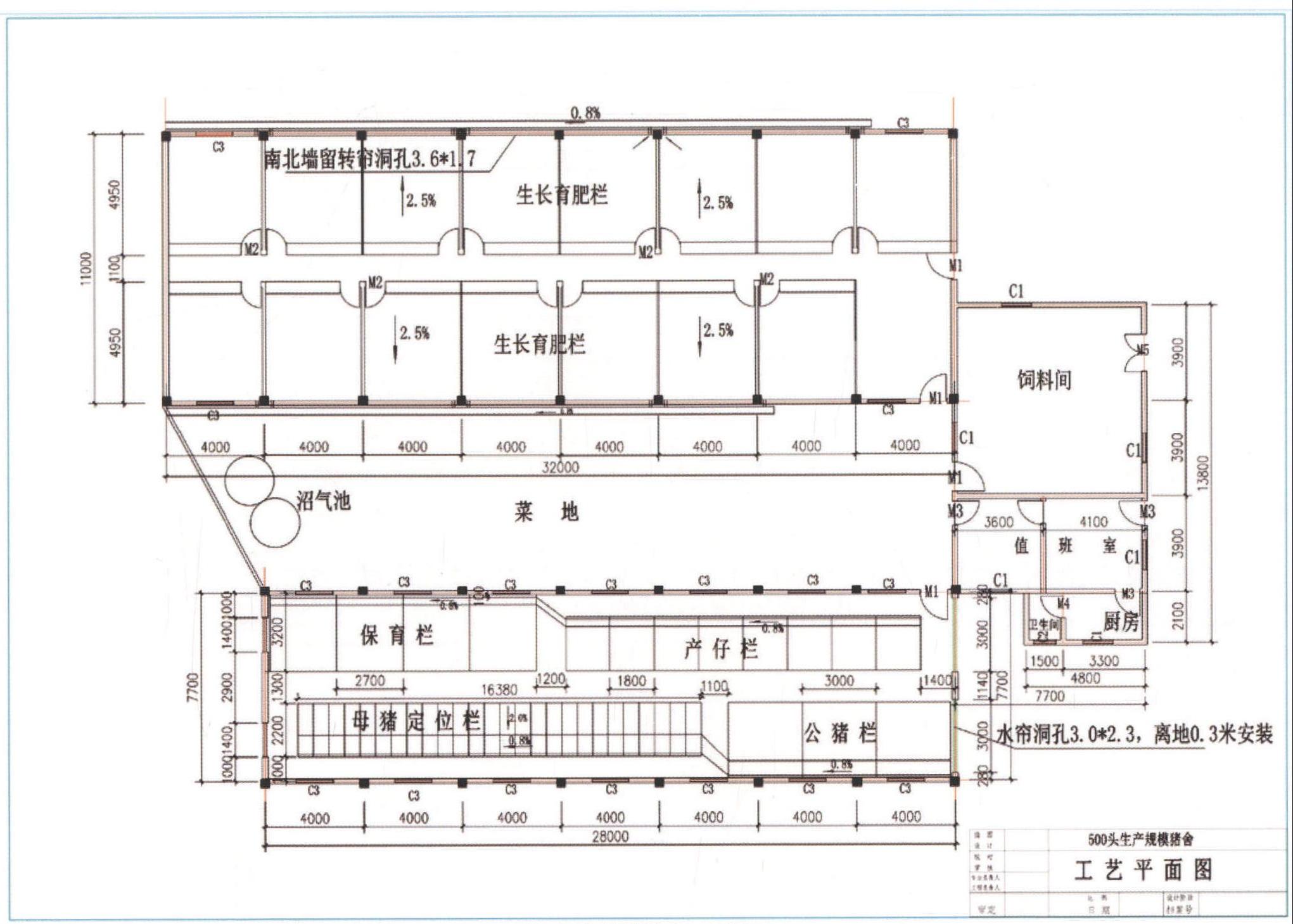 一、500头规模猪场设计图