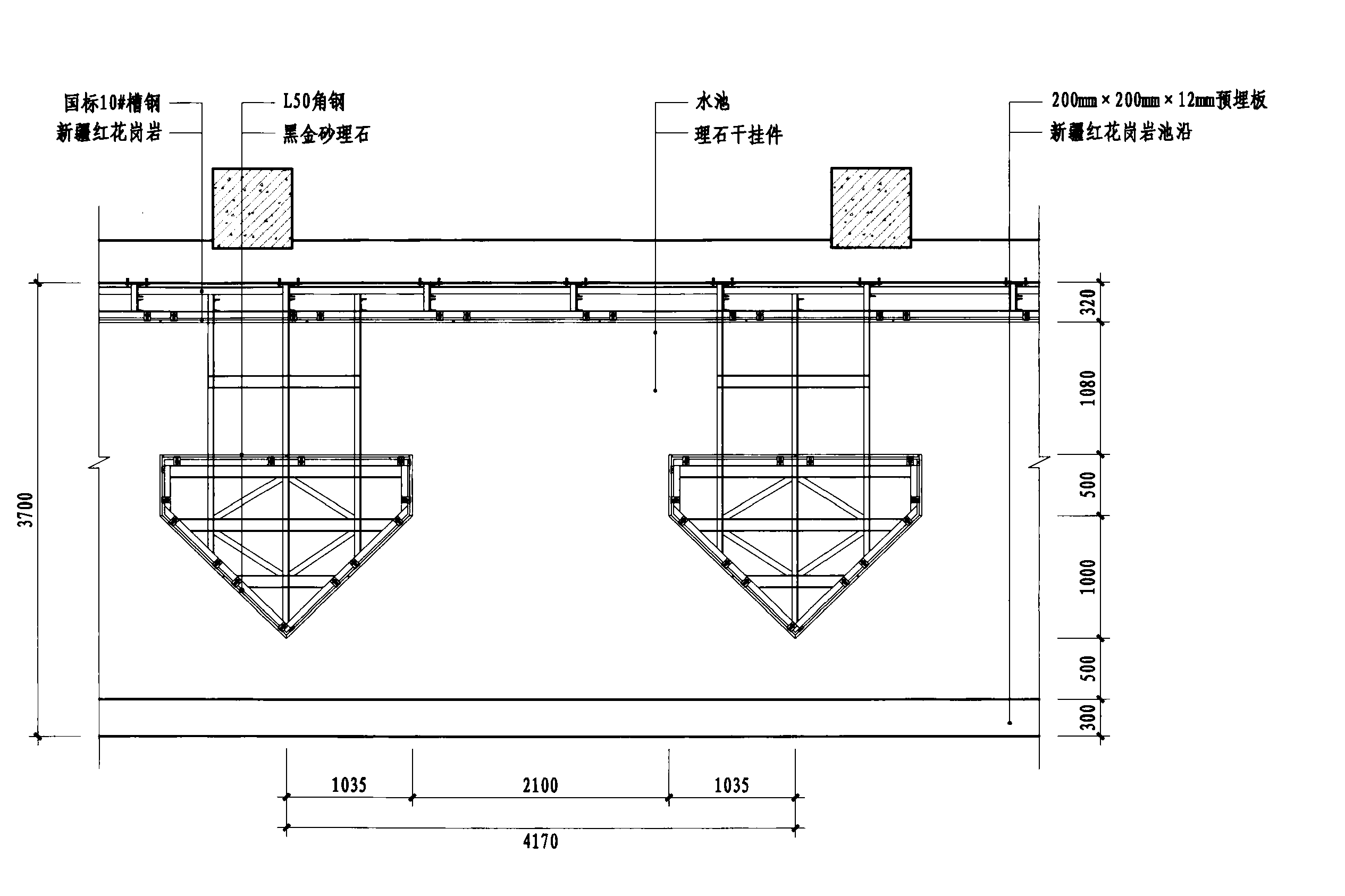 建筑外观B立面1-1剖面图 1:50