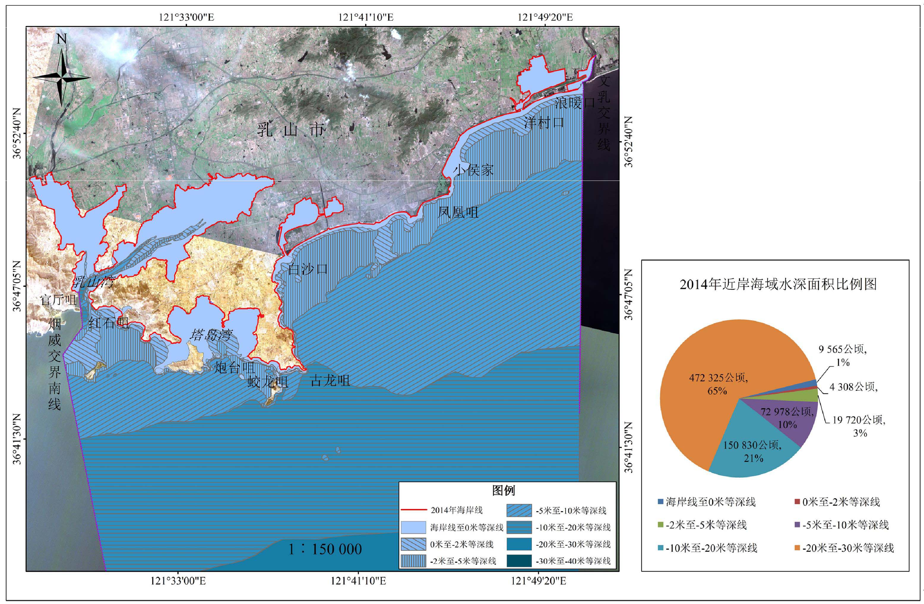 乳山市近岸海域水深分布图