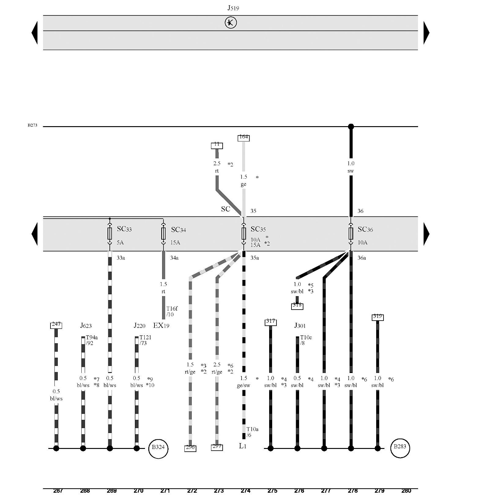 图1-4-96 车载电网控制单元，保险丝架C