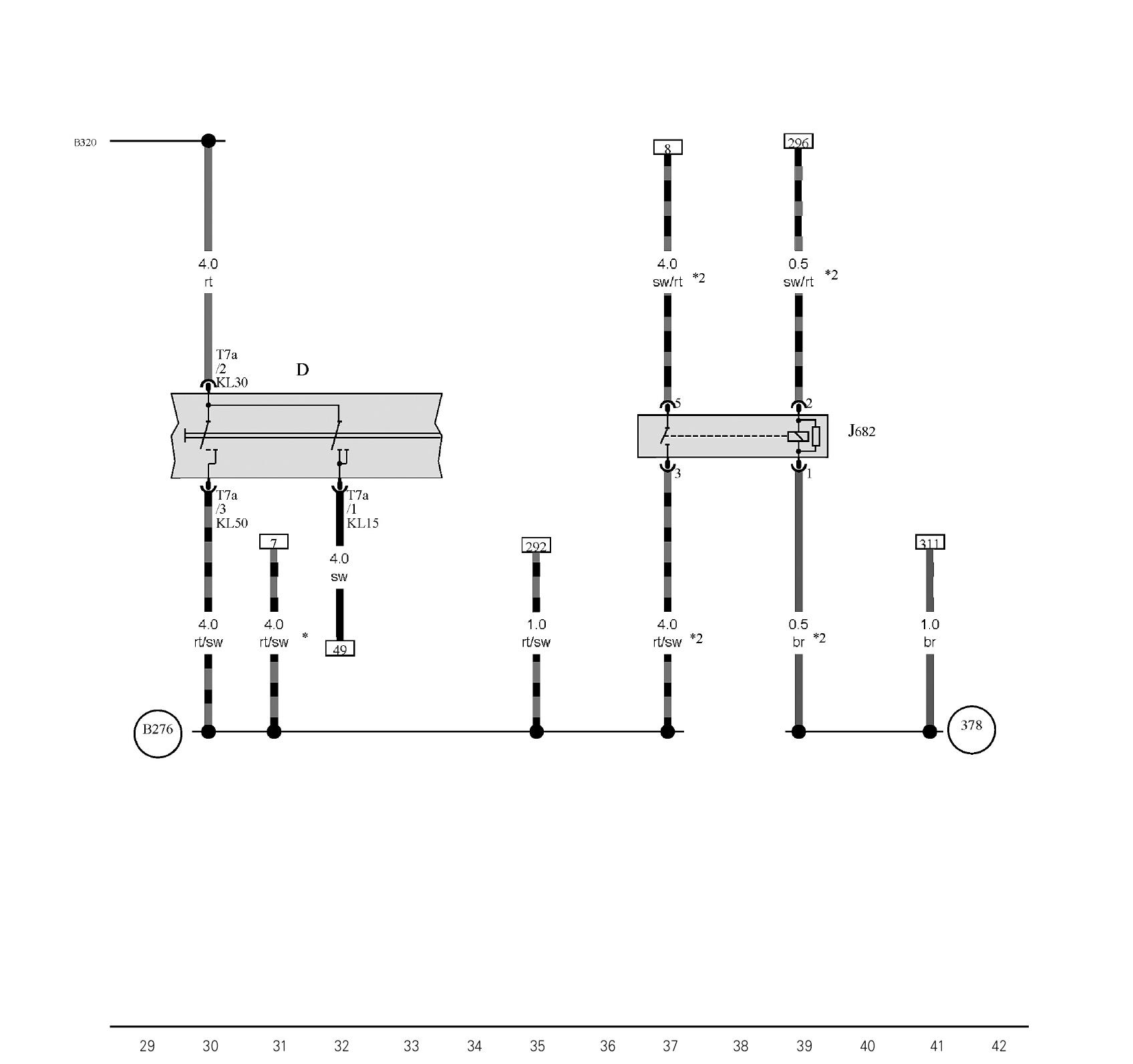 圖1-1-3 點火啟動開關；供電繼電器，接線端50