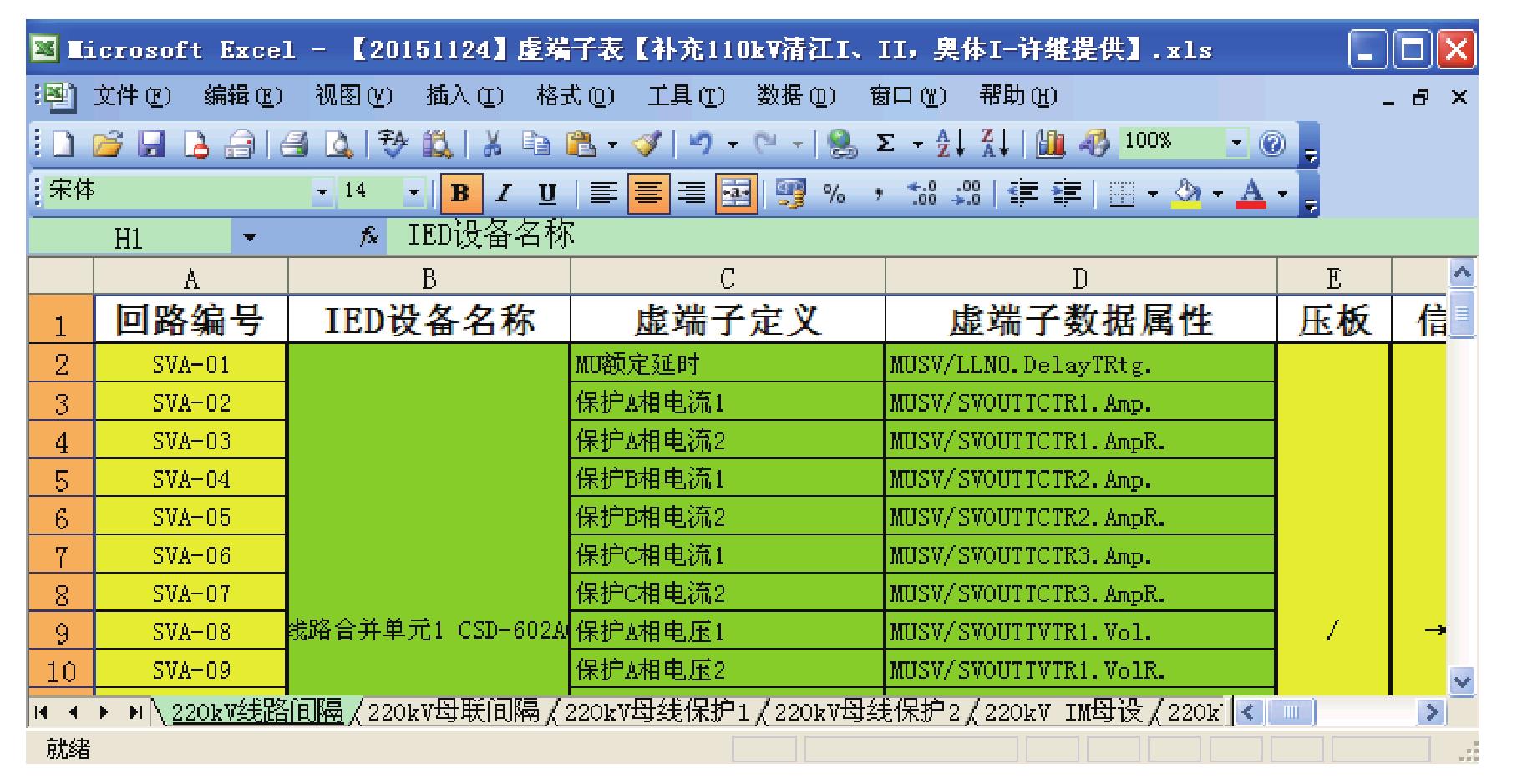 一 全站虛端子表