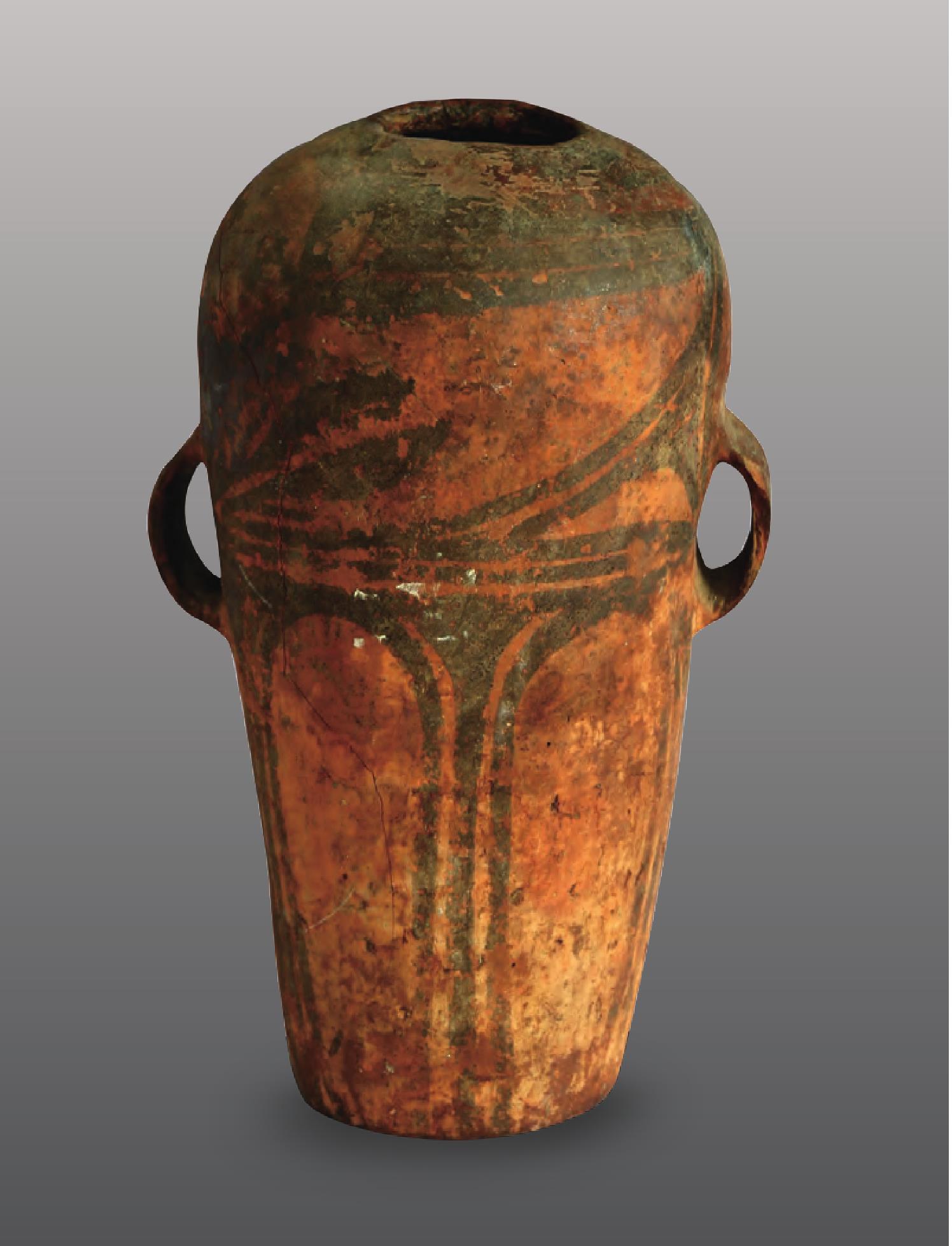 仰韶文化晚期弧线三角纹双耳彩陶瓶