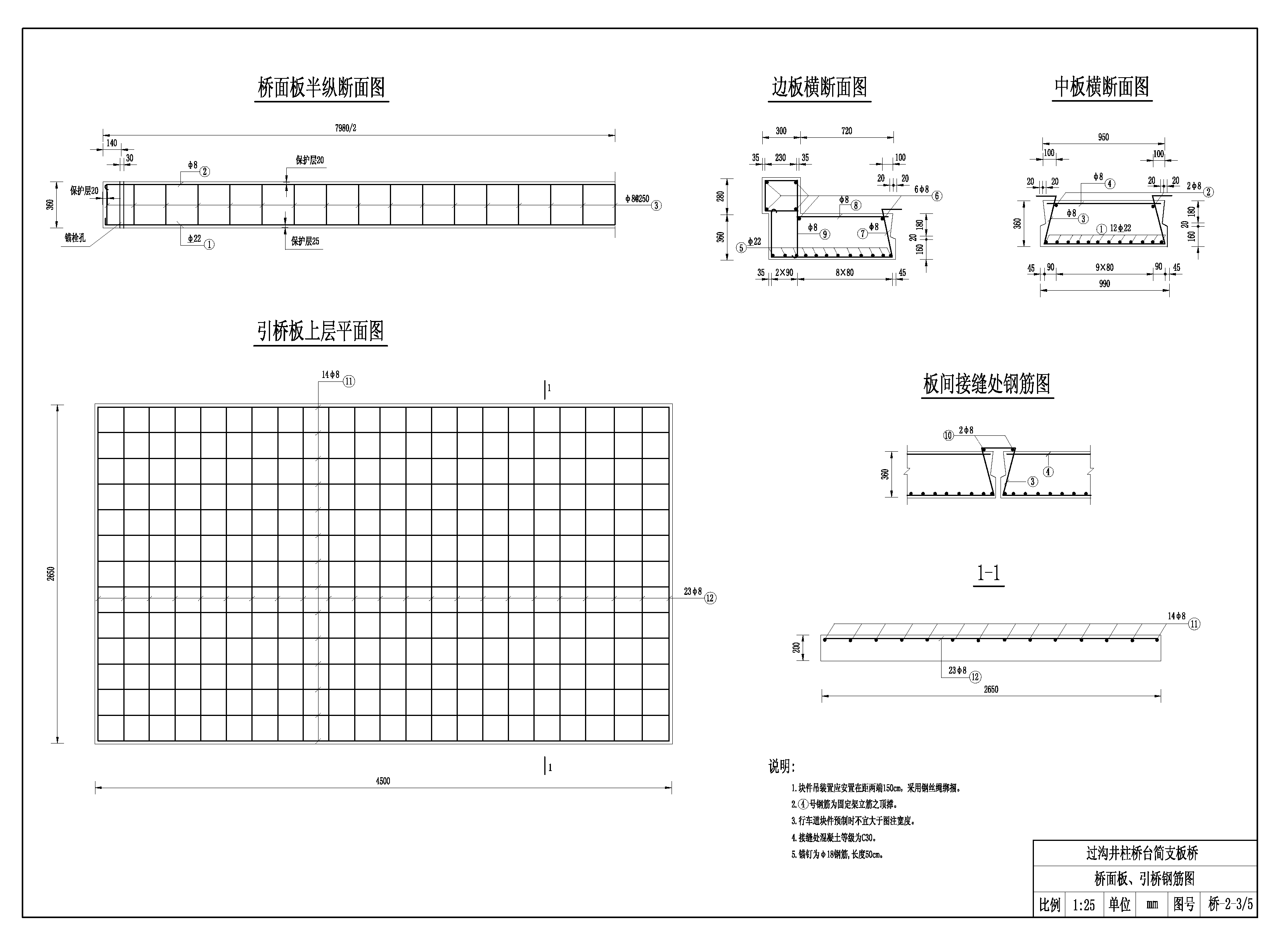 桥面板、引桥钢筋图