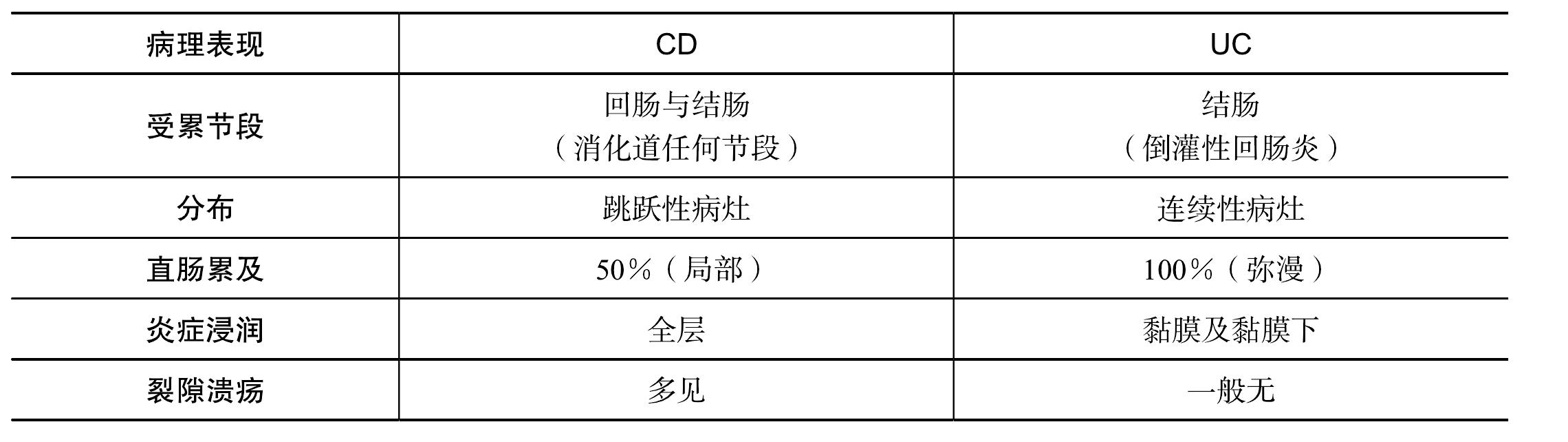 2.3 克羅恩病與潰瘍性結(jié)腸炎病理特征