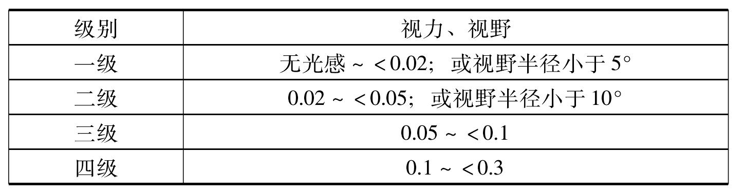 (二)視力殘疾分級