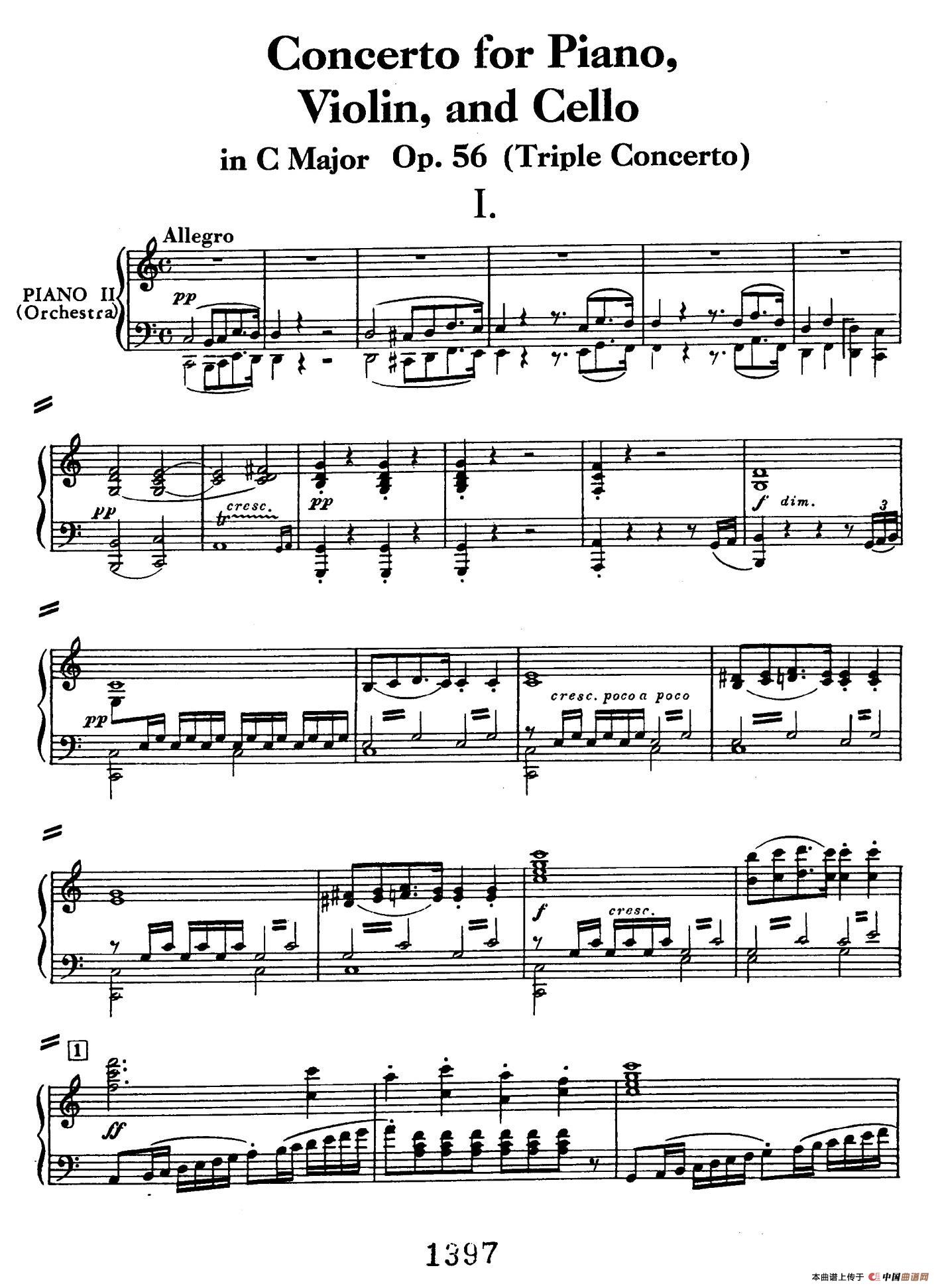 曲谱：Triple Concerto in C Major Op.56（C大调三重协奏曲·双钢琴·Ⅰ）